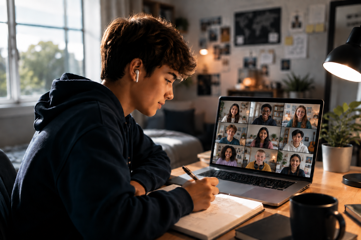 High school student participating in an online Verlu session